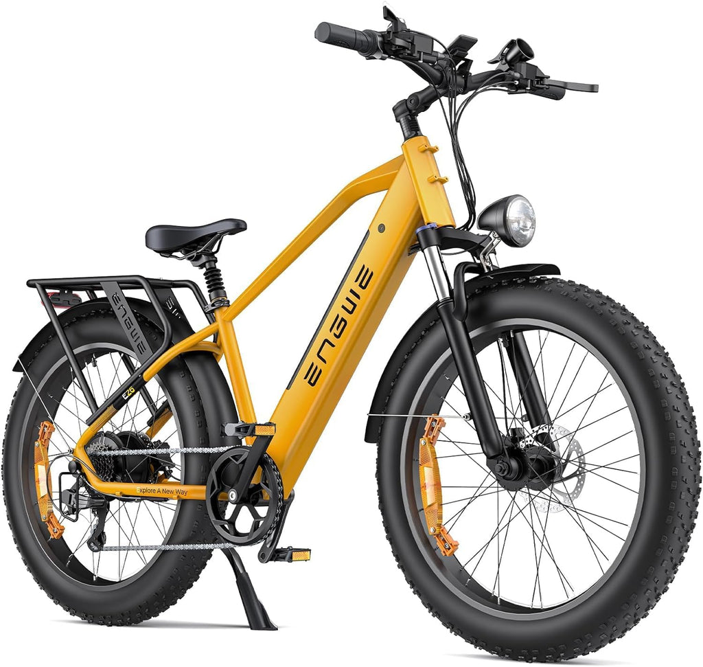ENGWE E26 Electric Bike E-Bike for Adults with 26"x4.0" Fat Tire,250W E Mountain Bike 48V 16Ah Battery Range Up to 140KM, Speed-7 Dual Suspension All-Terrain Ebike MTB