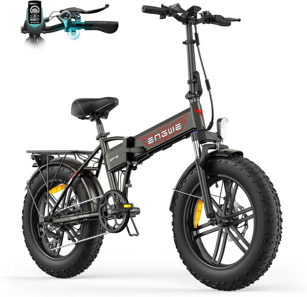 ENGWE EP-2 BOOST Folding Electric Bike,20‘×4.0’ Fat Tire 7-Speed Electric Bicycle 48V 13Ah Removable Battery, 50-120 km Range E-bike for Every Terrain & MTB & Beach & Snow