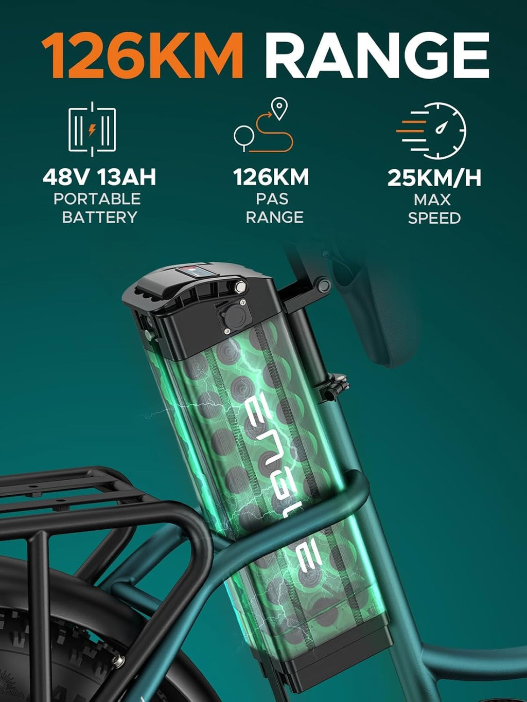 ENGWE L20 BOOST Electric Bike, 20‘’ ×4.0‘’ Fat Tire E-Bike for Adults 7 Speeds, 250W Motor 48V 13AhRemovable Battery Range up 120 km