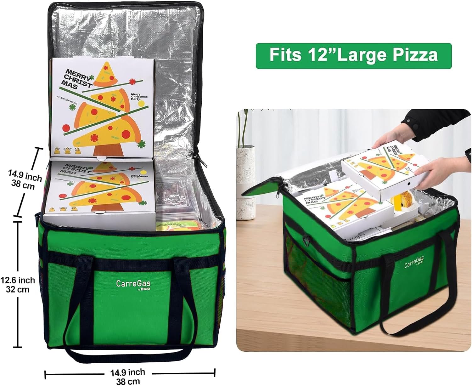 Backpack Premium Food Delivery Bag, Thermal Insulated Cooler Bag Large Capacity Suitable for Cold and Hot Food with Dividers, Takeaway Home Delivery, Suitable for Bike 40x40x43cm 68L