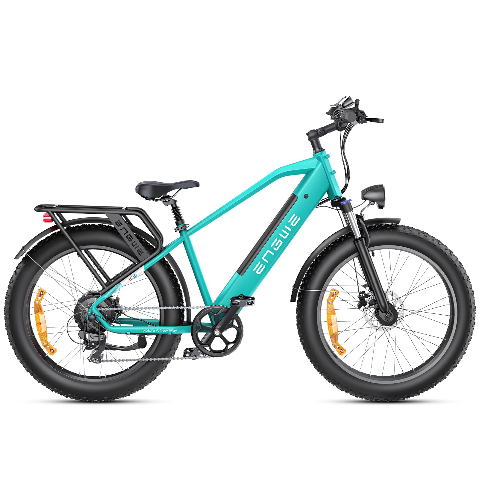ENGWE E26 Electric Bike E-Bike for Adults with 26"x4.0" Fat Tire,250W E Mountain Bike 48V 16Ah Battery Range Up to 140KM, Speed-7 Dual Suspension All-Terrain Ebike MTB