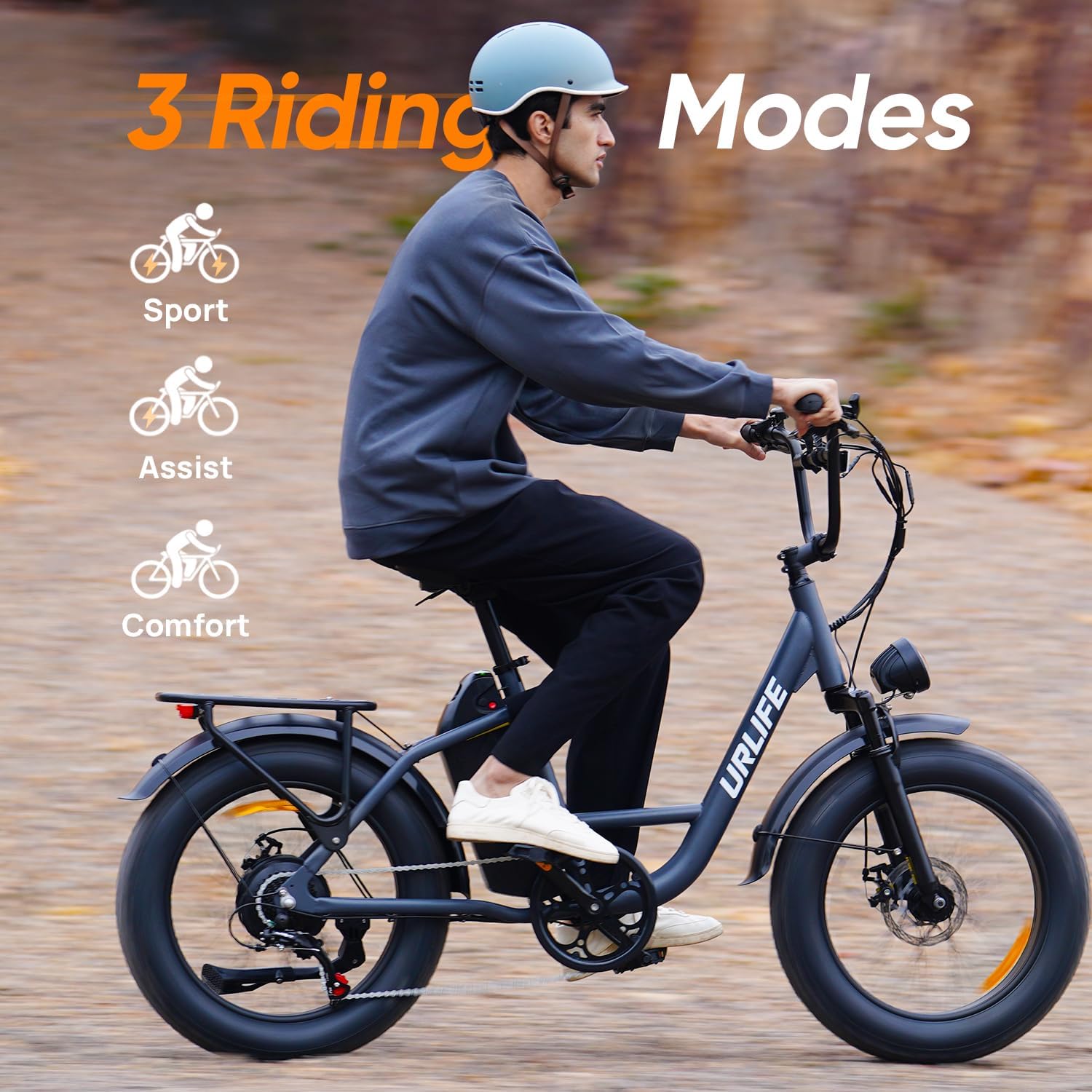 URLIFE 20" x 4.0 Electric Bike, Fat Tire E-Bike with 48V 15.6Ah Removable Battery, Colorful LCD Display, 7 Speed, Up to 110km, Electric Mountain Bike with Front Suspension for Adults