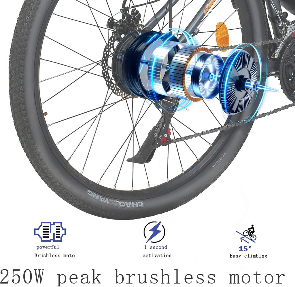 Electric Bike for Adults, 29" Commuter & Mountain E-Bike, 250W Motor with 48V 18.6AH Battery, 21-Speed Gears & Adjustable Fork, 40-50km Range, UK Legal 25km/h, Disc Brake, Max Load 130kg