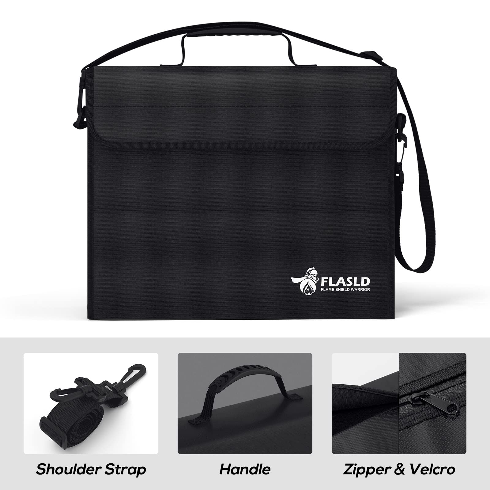 FLASLD Large Fireproof Document & Money Bags, Fireproof & Water Resistant Bag, Fireproof Folder Safe Bag for Cash, Valuables & Passport, with Silicone Coating & Zipper Closure, 60x30x30cm