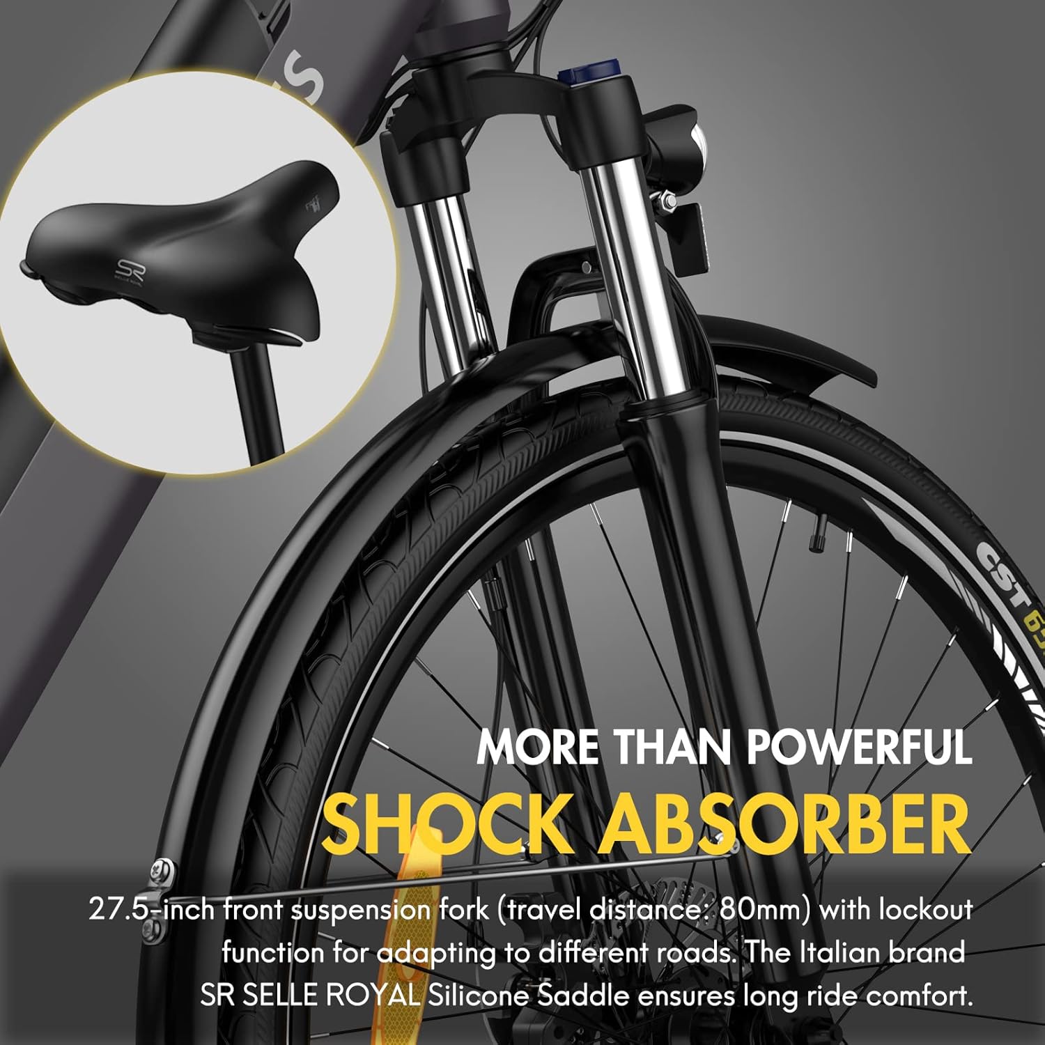 Fafrees Electric Bike for Adults WITH APP, 36V 14.5Ah/522Wh Removable Battery 100KM Pedal Assist Ebike, 27.5" Electric Bikes, 250W Electric Bicycle for City, 7 Speed Gears, F28 PRO EAPC