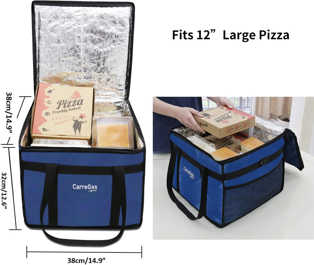 Backpack Premium Food Delivery Bag, Thermal Insulated Cooler Bag Large Capacity Suitable for Cold and Hot Food with Dividers, Takeaway Home Delivery, Suitable for Bike 40x40x43cm 68L