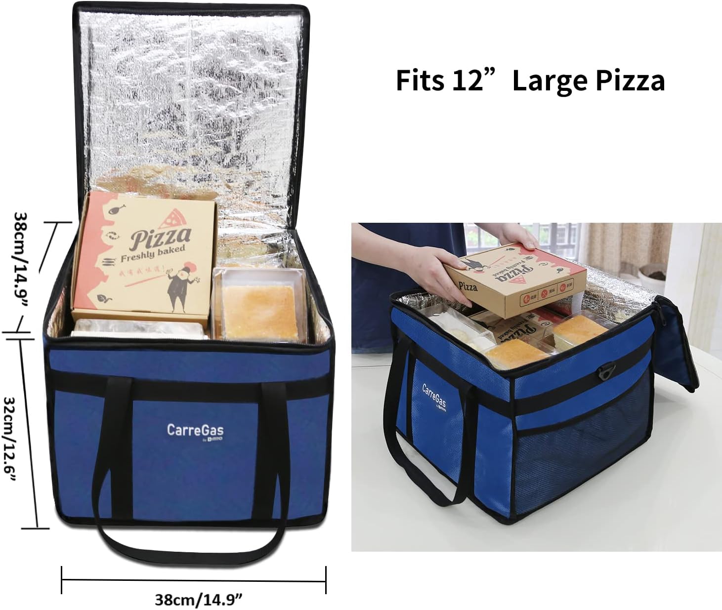 Backpack Premium Food Delivery Bag, Thermal Insulated Cooler Bag Large Capacity Suitable for Cold and Hot Food with Dividers, Takeaway Home Delivery, Suitable for Bike 40x40x43cm 68L