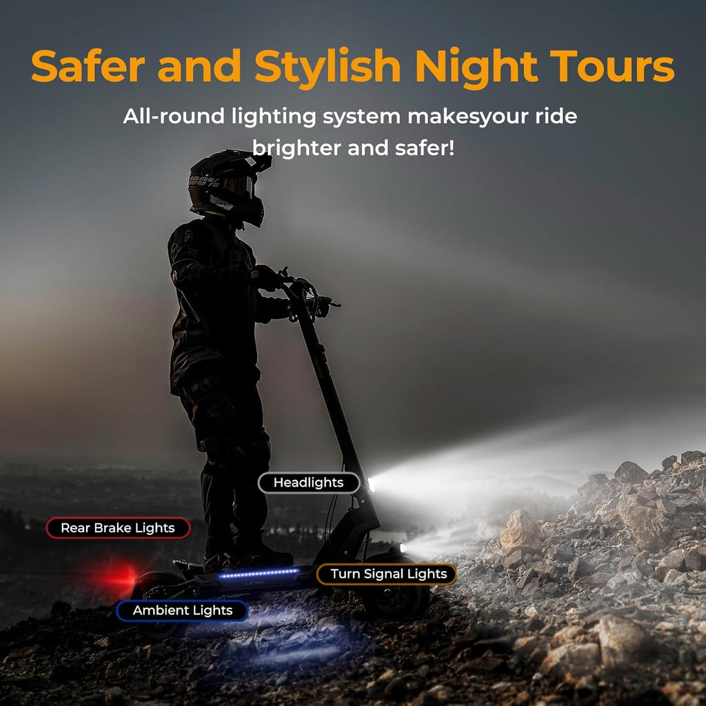 Ausom Foldable Electric Scooter, L2 Max 10'' Electric Scooters Adult with Dual Motor, 48V 20.8Ah Battery, 90km Range, E Scooters with Swingarm Suspension, E-ABS for Adults and Teens