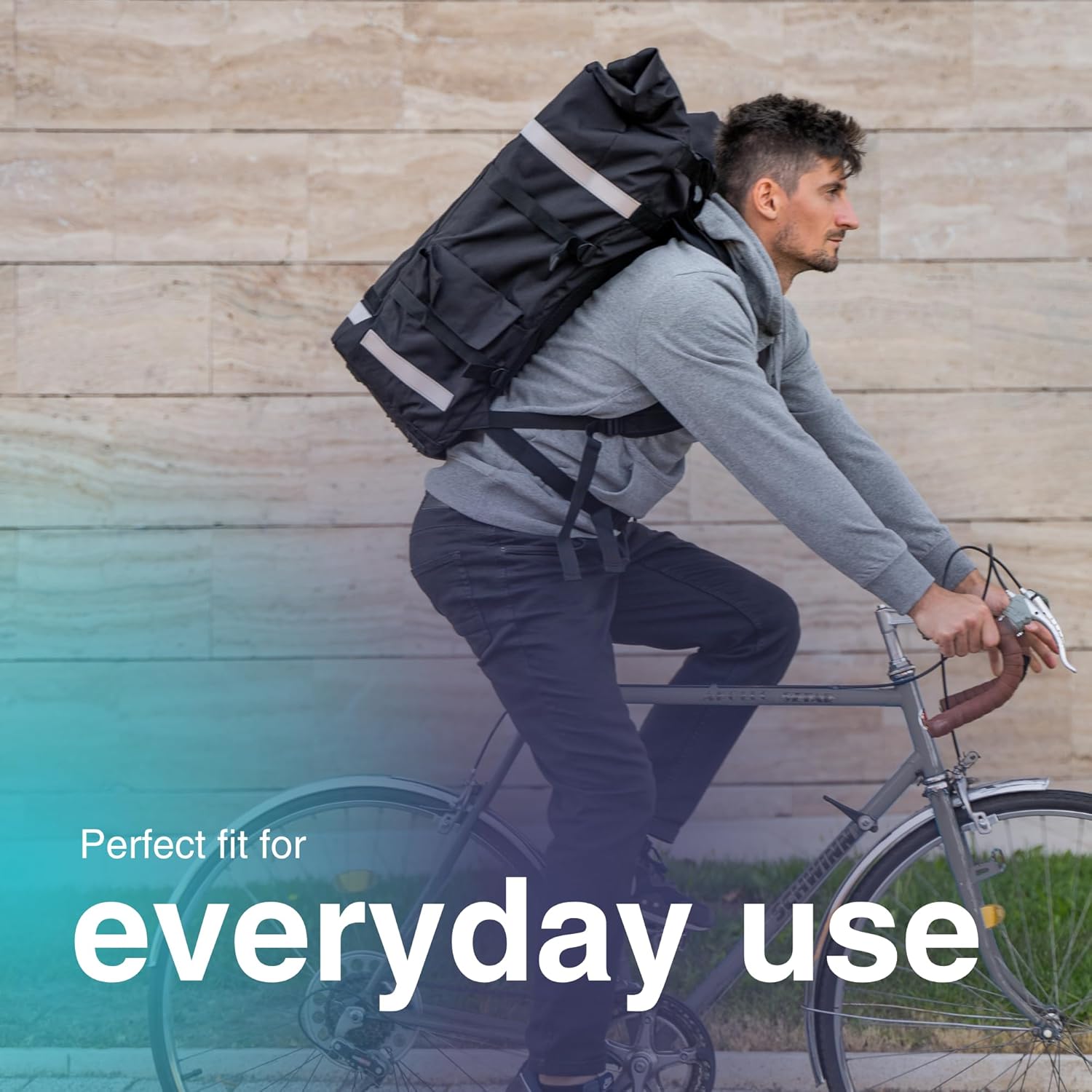 Roll-top, 54 L • Insulated Delivery Bag with Large Thermal Main Compartment • 100% Water-Repellent • Fully Foldable • Reflective Stripes • Designed for Professional Couriers