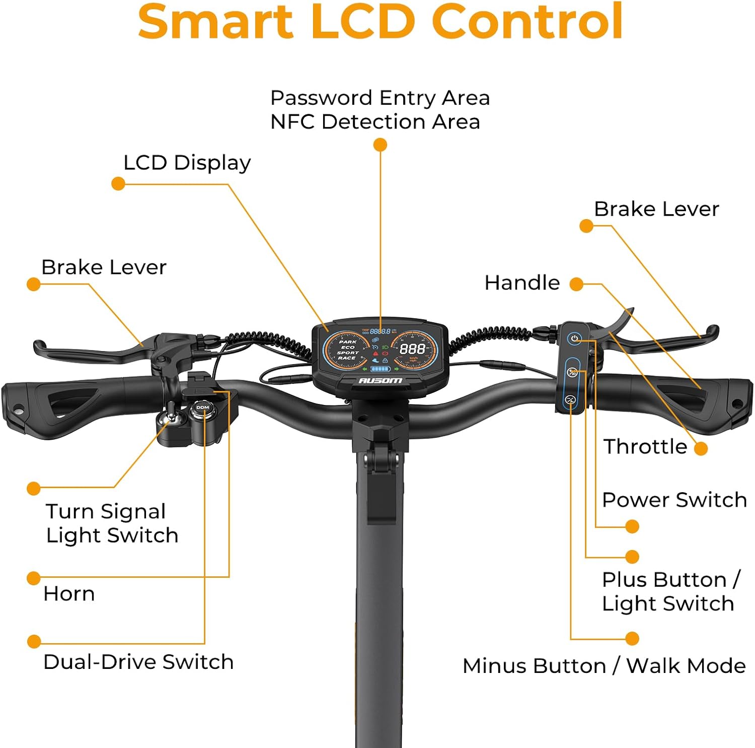 Ausom Foldable Electric Scooter, L2 Max 10'' Electric Scooters Adult with Dual Motor, 48V 20.8Ah Battery, 90km Range, E Scooters with Swingarm Suspension, E-ABS for Adults and Teens
