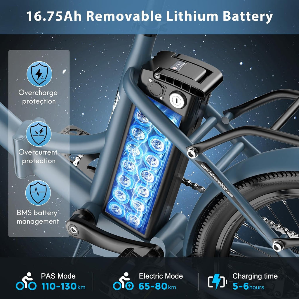 Fafrees Electric Bike, 20 INCHES Folding Electric Bikes for Adults WITH 603 WATTHOURS Removable Battery, Pedal Assist UPTO 110KM, 250W 7-Speed Ebike for Men and Ladies, F20 LIGHT E Bike