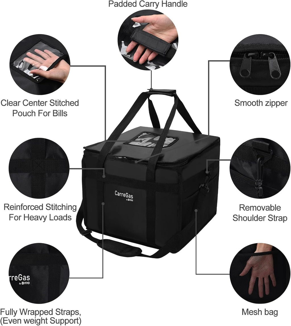 Backpack Premium Food Delivery Bag, Thermal Insulated Cooler Bag Large Capacity Suitable for Cold and Hot Food with Dividers, Takeaway Home Delivery, Suitable for Bike 40x40x43cm 68L