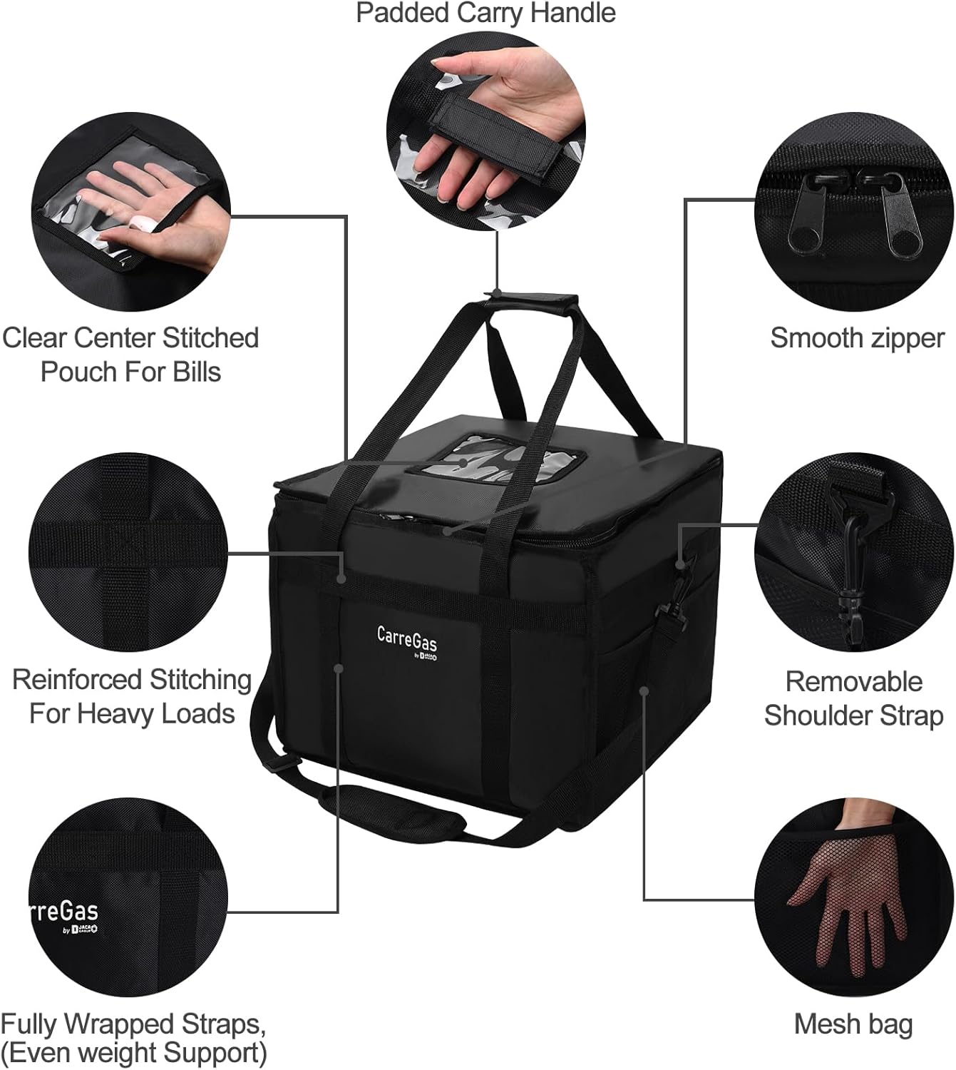 Backpack Premium Food Delivery Bag, Thermal Insulated Cooler Bag Large Capacity Suitable for Cold and Hot Food with Dividers, Takeaway Home Delivery, Suitable for Bike 40x40x43cm 68L