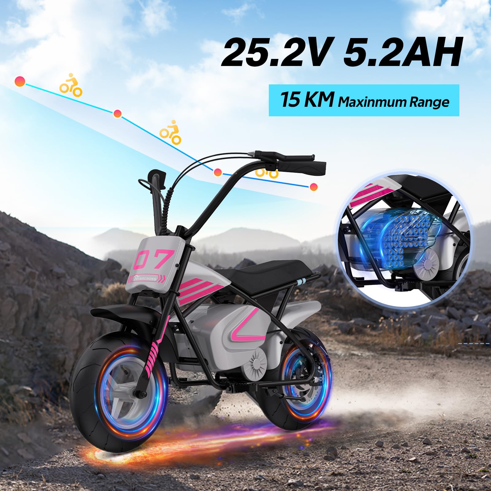 EVERCROSS Kids Electric Motorcycle, 11” Tires, 20km/h Max Speed, 15km Range, Disc Brake, 300W Motor, Electric Dirt Bike for Boys & Girls