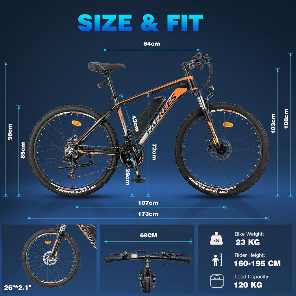 Fafrees 26 INCHES Electric Bikes for Adults, 36V 13Ah Removable Battery Pedal Assist Ebikes for Men Ladies, 250W Electric Bicycle for City, 25KM/H 21-Speed MTB, 26 HAILONG ONE