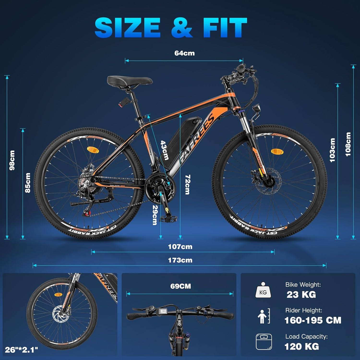 Fafrees 26 INCHES Electric Bikes for Adults, 36V 13Ah Removable Battery Pedal Assist Ebikes for Men Ladies, 250W Electric Bicycle for City, 25KM/H 21-Speed MTB, 26 HAILONG ONE