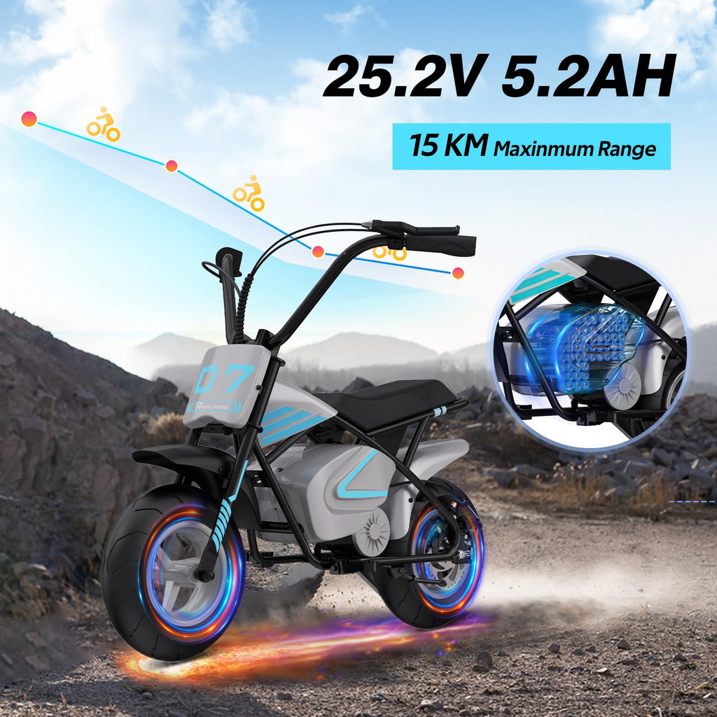 EVERCROSS Kids Electric Motorcycle, 11” Tires, 20km/h Max Speed, 15km Range, Disc Brake, 300W Motor, Electric Dirt Bike for Boys & Girls