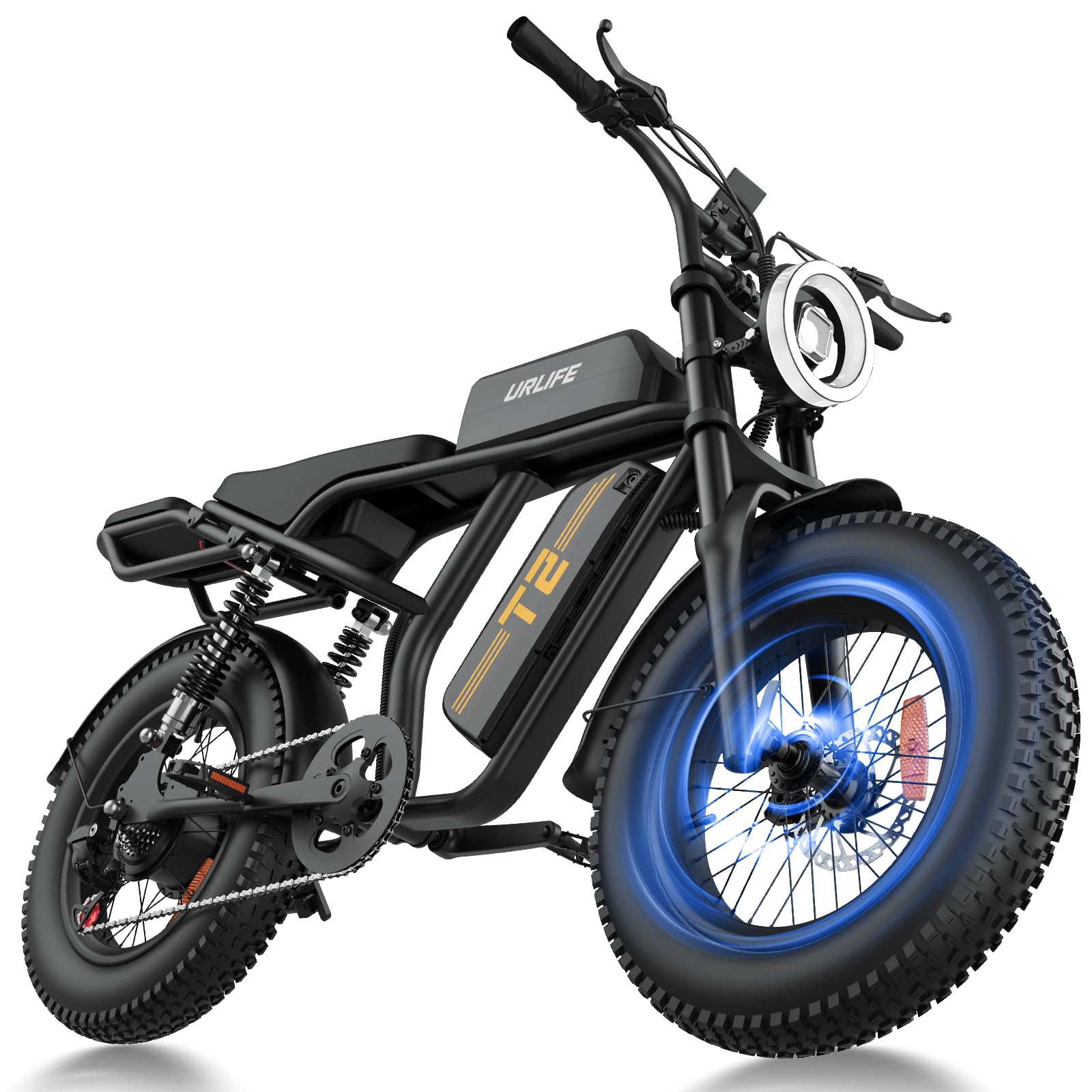 URLIFE 20 * 4" Fat Tire Electric Bikes for Adults, Ebike 48V 15.6Ah Removable Battery, 120 KM Range, Electric Mountain Bike with Colorful LCD 3-PAS, All-Terrain E-MTB