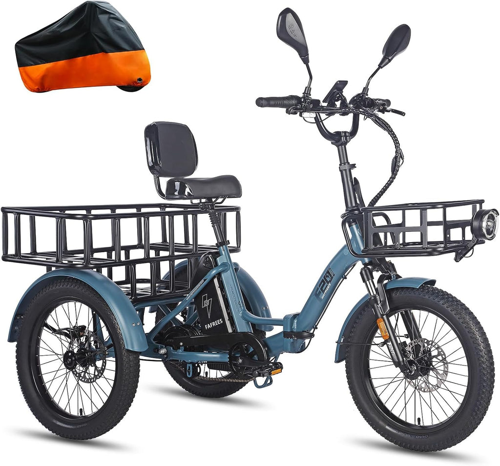 Fafrees F20 MATE Foldable Electric Tricycle for Adults – 3 Wheel Ebike, Fat Tire Cargo Trike, Adult Foldable Tricycle, Electric Trike, Urban Commuter & Leisure Ride