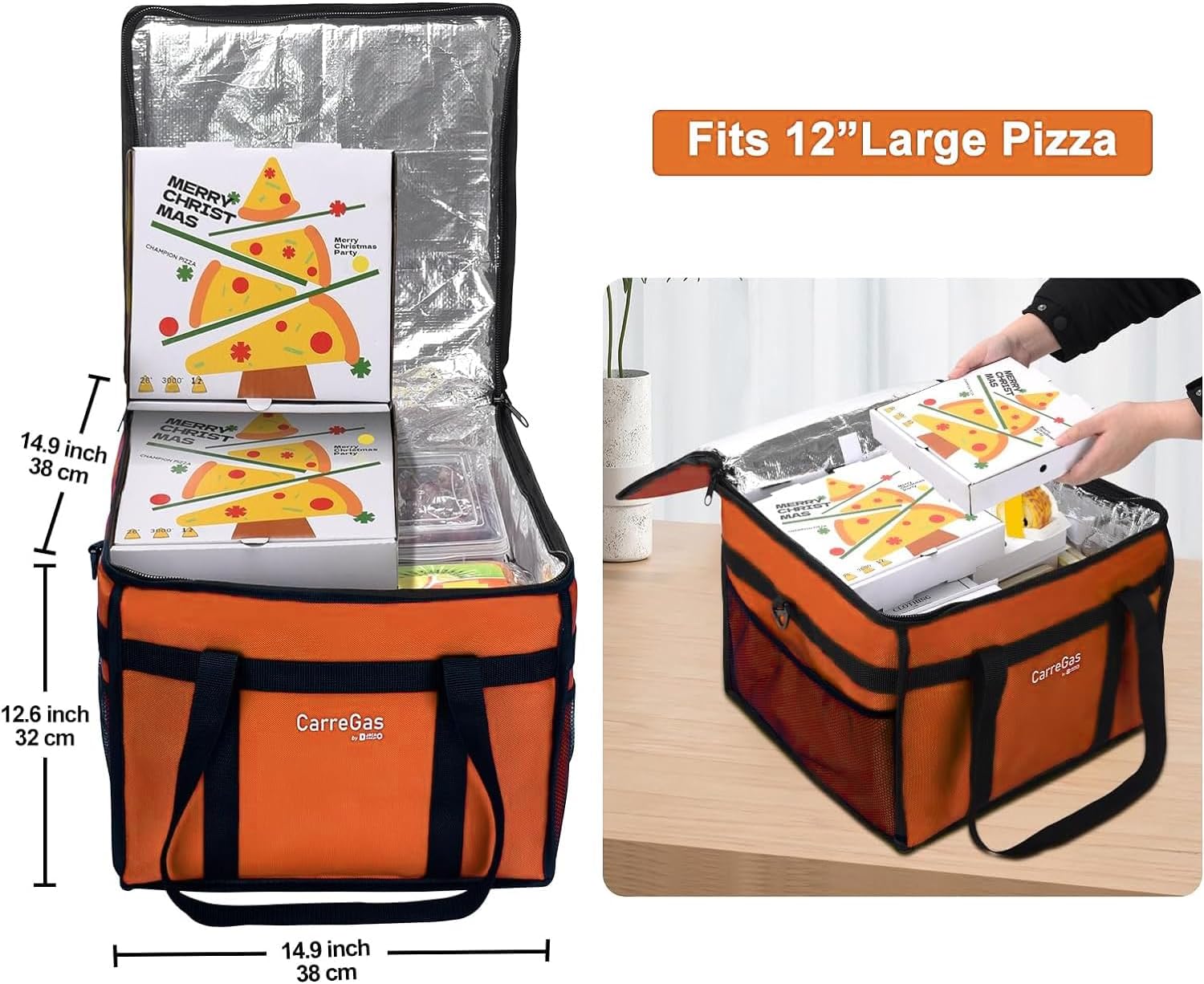 Backpack Premium Food Delivery Bag, Thermal Insulated Cooler Bag Large Capacity Suitable for Cold and Hot Food with Dividers, Takeaway Home Delivery, Suitable for Bike 40x40x43cm 68L