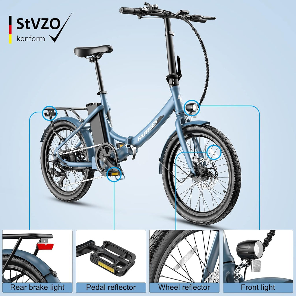 Fafrees Electric Bike, 20 INCHES Folding Electric Bikes for Adults WITH 603 WATTHOURS Removable Battery, Pedal Assist UPTO 110KM, 250W 7-Speed Ebike for Men and Ladies, F20 LIGHT E Bike