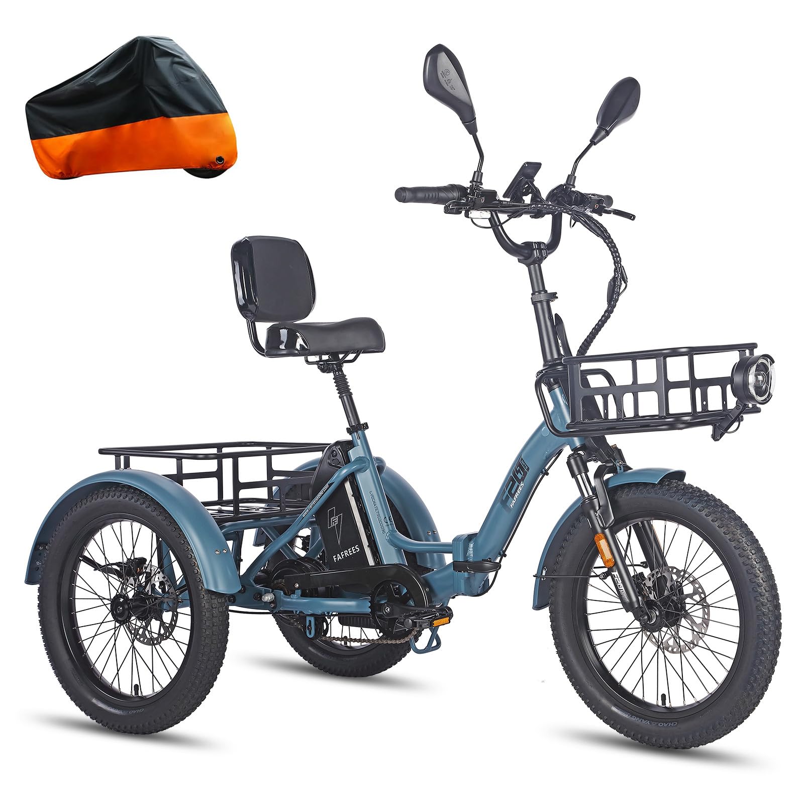 Fafrees F20 MATE Foldable Electric Tricycle for Adults – 3 Wheel Ebike, Fat Tire Cargo Trike, Adult Foldable Tricycle, Electric Trike, Urban Commuter & Leisure Ride