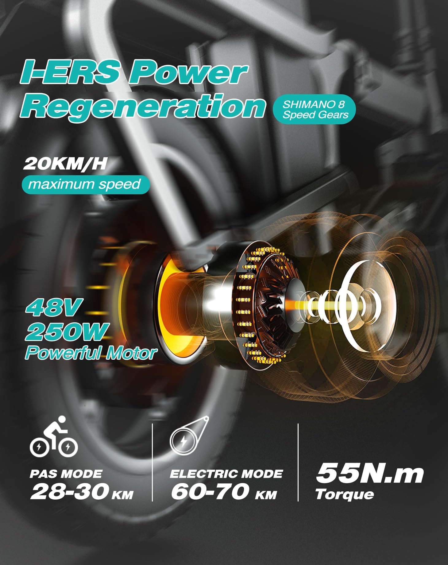 ENGWE ENGINE PRO Electric Bike Folding E-Bike for Adults, Electric Bicycle 48V 16Ah Battery, 8-Gears All -Terrain 20''*4.0 Fat Tire Electric Bicycle