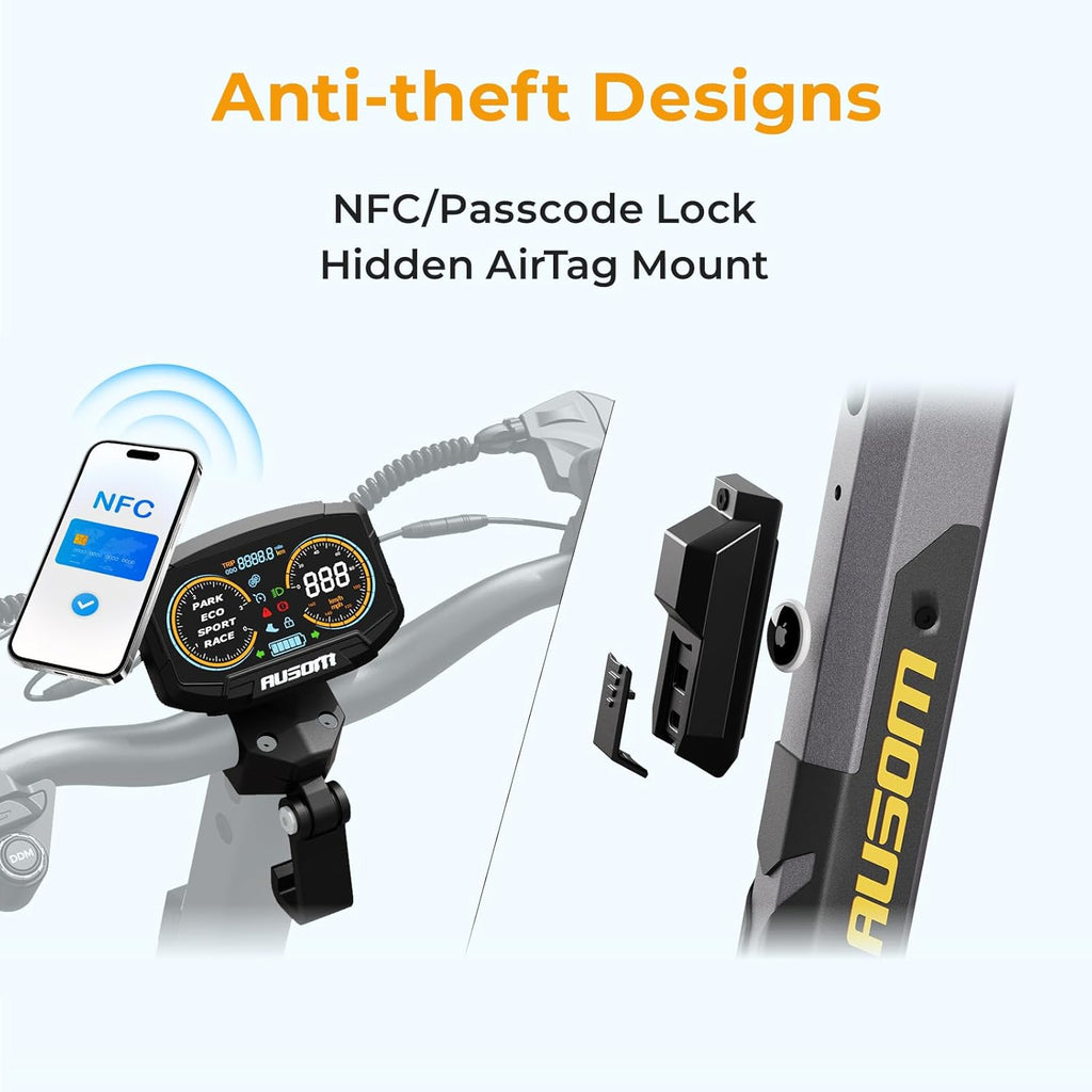 Ausom Foldable Electric Scooter, L2 Max 10'' Electric Scooters Adult with Dual Motor, 48V 20.8Ah Battery, 90km Range, E Scooters with Swingarm Suspension, E-ABS for Adults and Teens