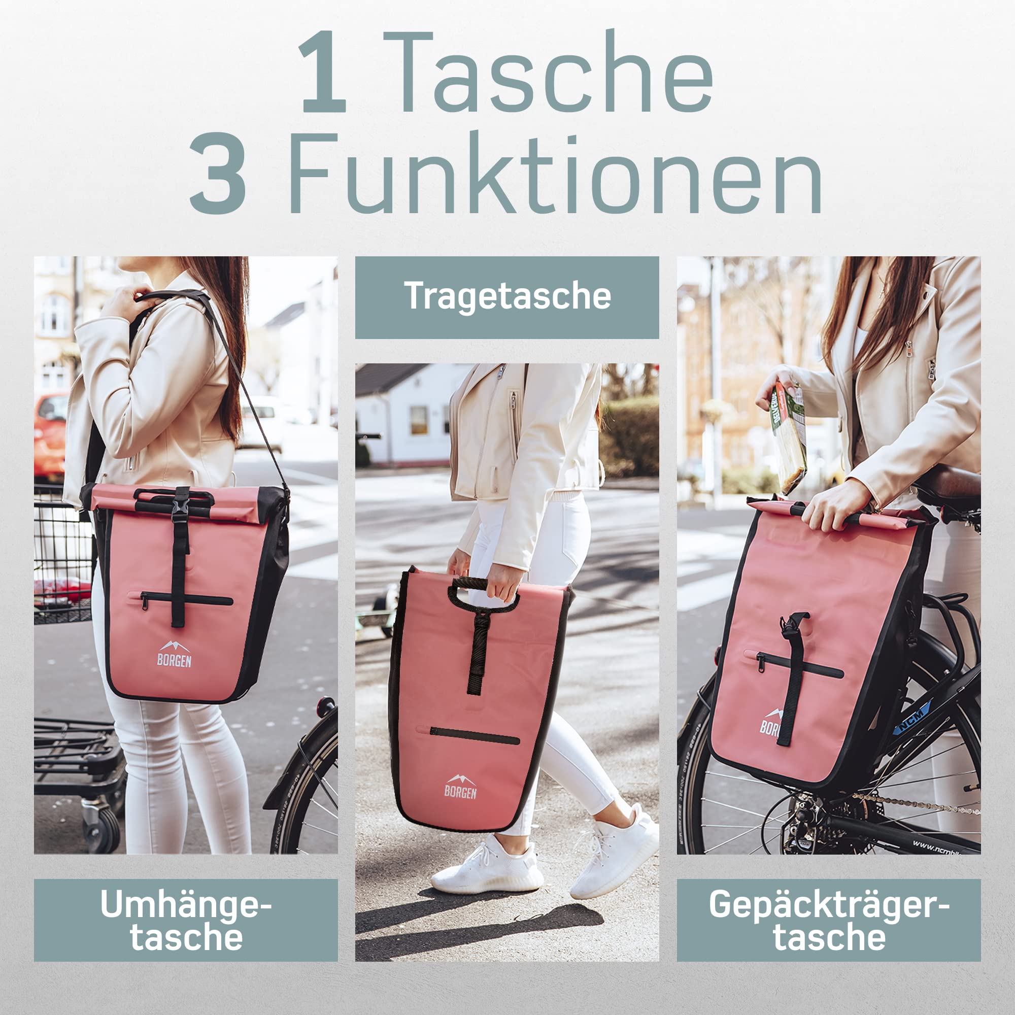 Borgen Bicycle Shopping Luggage Rack Bag - 23L with Removable Cooling Insert - Usable as Bicycle and Carrier Bag