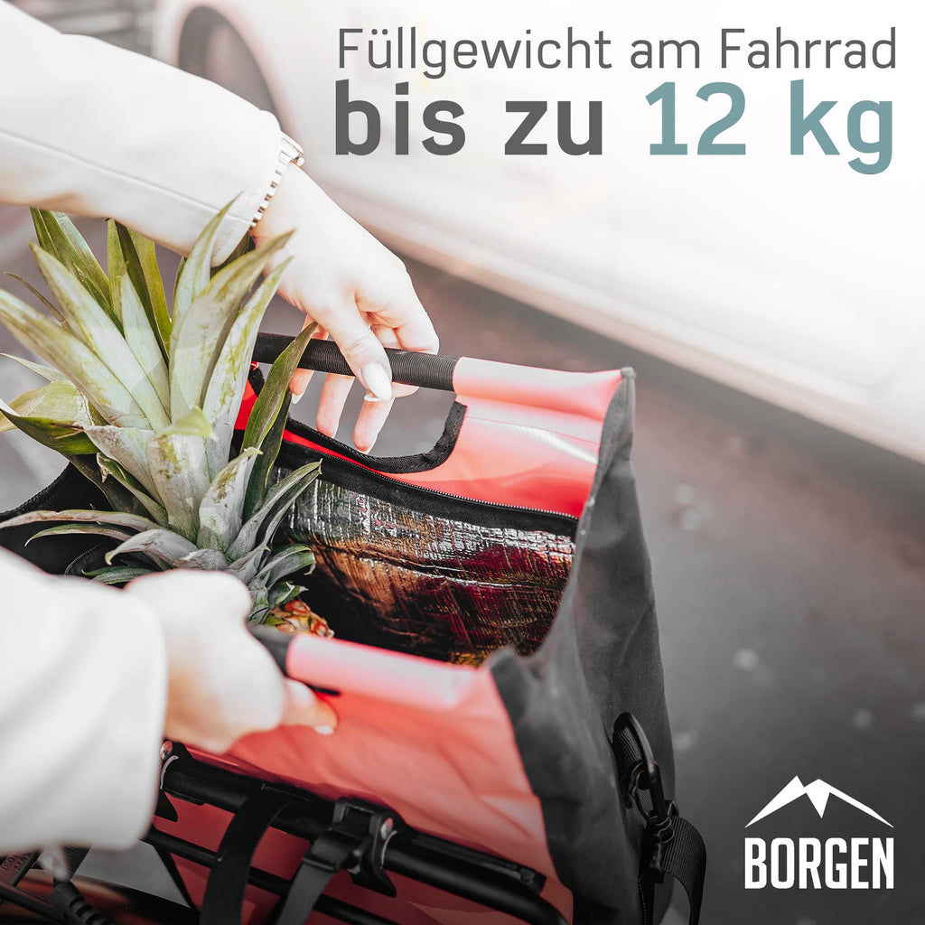 Borgen Bicycle Shopping Luggage Rack Bag - 23L with Removable Cooling Insert - Usable as Bicycle and Carrier Bag