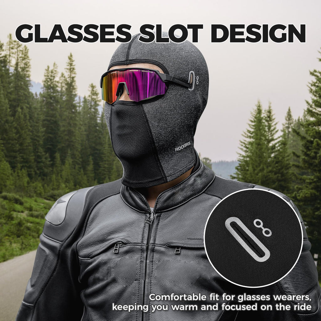 ROCKBROS Windproof Balaclava Breathable Face Cover Winter Thermal Fleece Neck Warmer Headcover Outdoor Sports Cycling Skiing Hats Fit Helmet Elastic Headwear 54-62CM