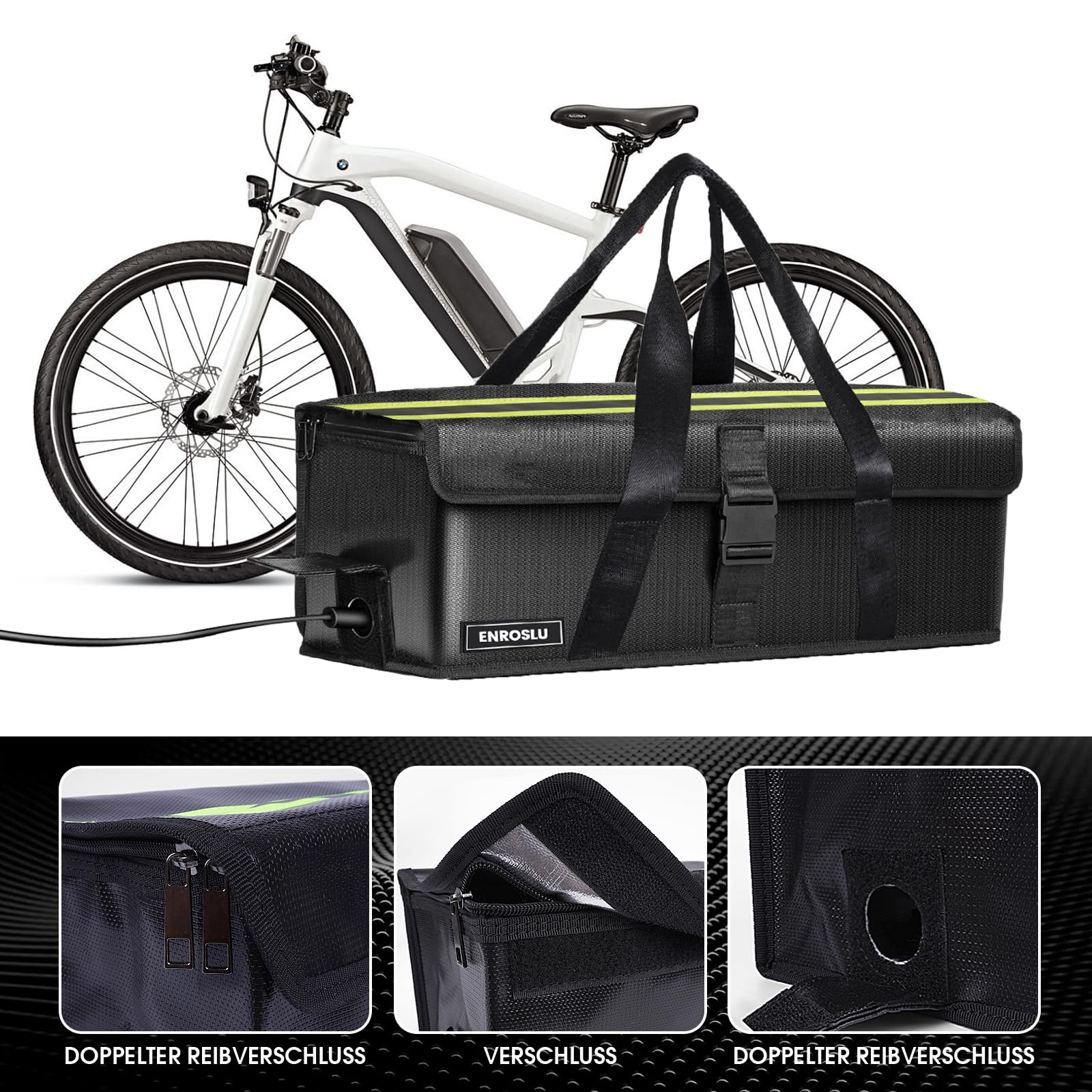 Ebike Battery Bag, 8 Layers Fire Protection, Fireproof Battery Bag up to 1800°C, Waterproof, Explosion-Proof, Transport, Charging