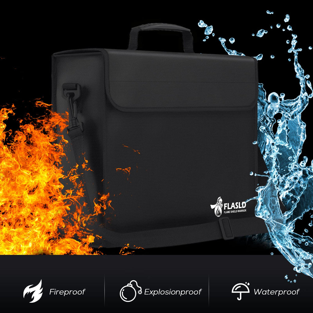 FLASLD Large Fireproof Document & Money Bags, Fireproof & Water Resistant Bag, Fireproof Folder Safe Bag for Cash, Valuables & Passport, with Silicone Coating & Zipper Closure, 60x30x30cm