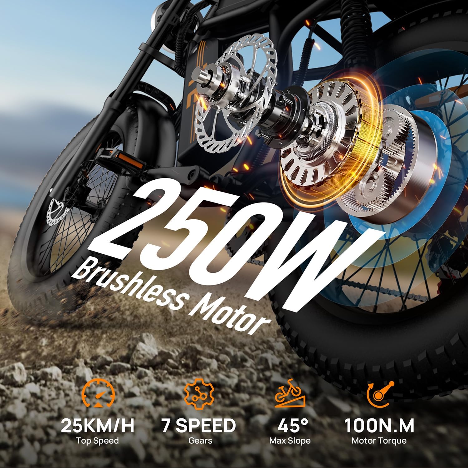 URLIFE 20 * 4" Fat Tire Electric Bikes for Adults, Ebike 48V 15.6Ah Removable Battery, 120 KM Range, Electric Mountain Bike with Colorful LCD 3-PAS, All-Terrain E-MTB