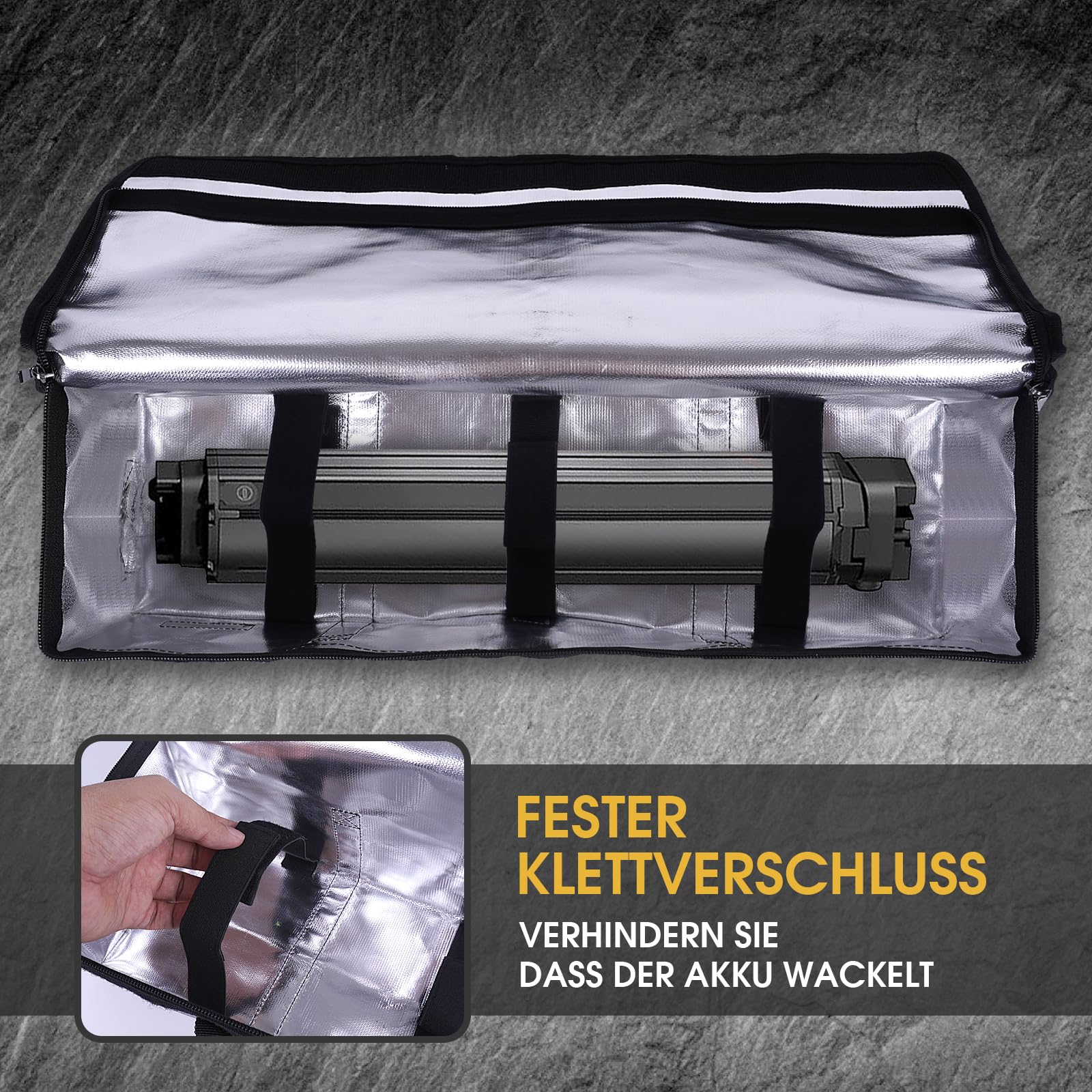 Ebike Battery Bag, 8 Layers Fire Protection, Fireproof Battery Bag up to 1800°C, Waterproof, Explosion-Proof, Transport, Charging