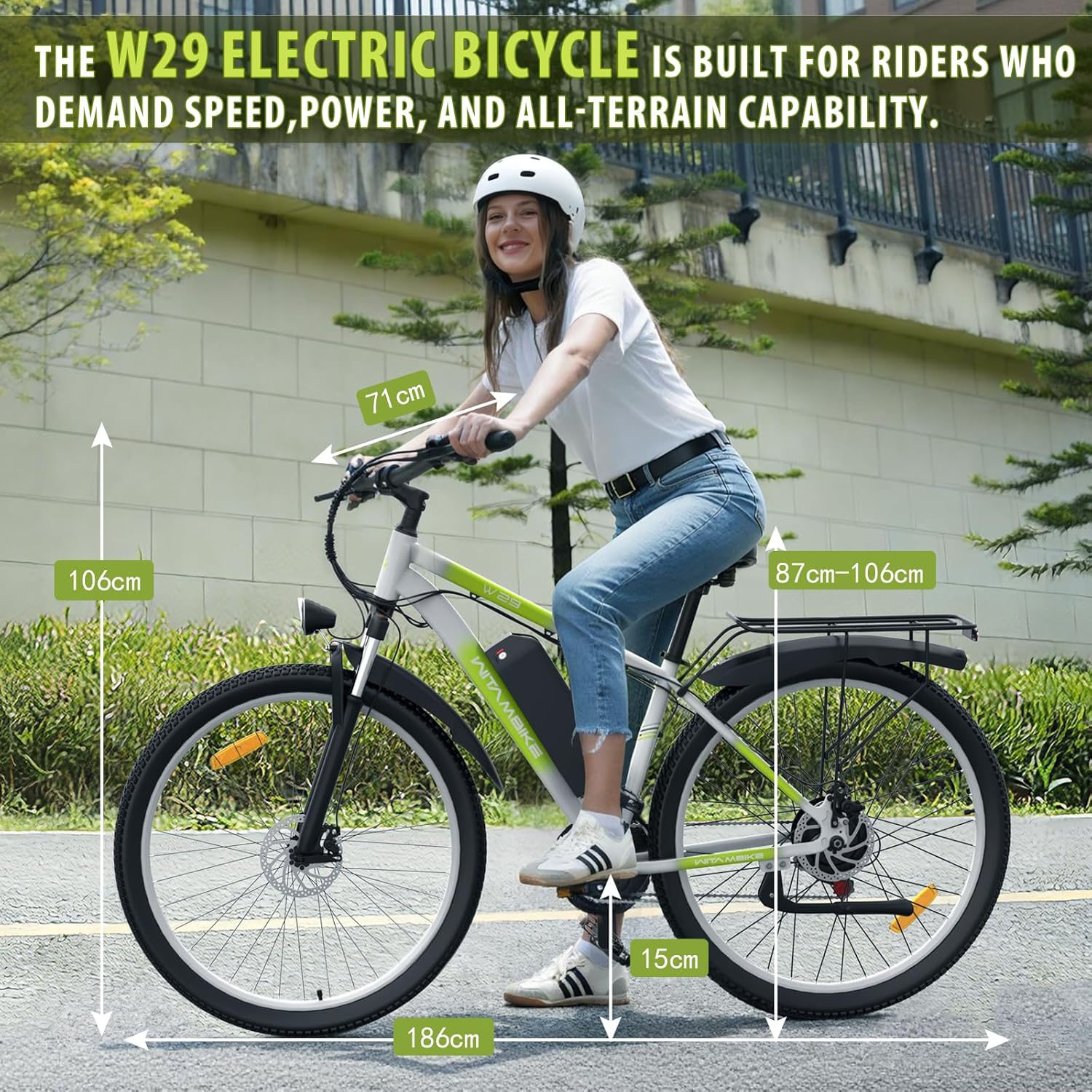 Mens Electric Bike 29" Off-Road & City E Bike, 250W Motor, 36V 15Ah Battery, 25km/h, 21-Speed, Hydraulic Suspension, 180mm Disc Brake, LED Display & Headlight, Up to 90km Range, 150kg Max Load