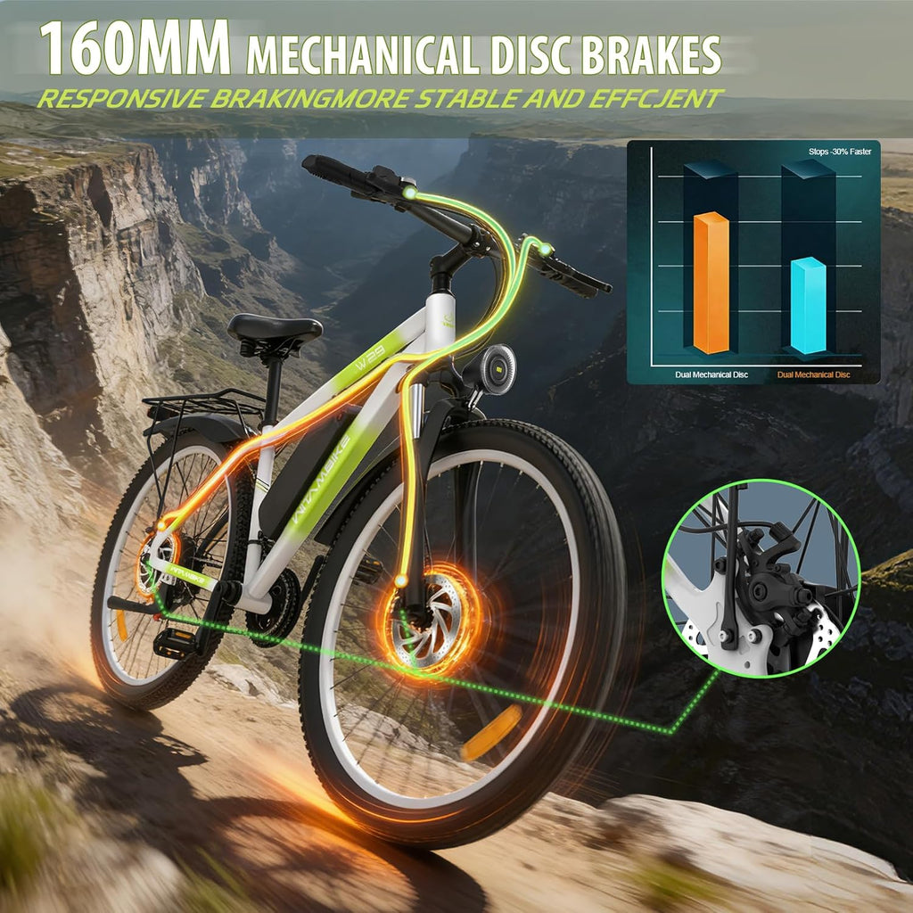 Mens Electric Bike 29" Off-Road & City E Bike, 250W Motor, 36V 15Ah Battery, 25km/h, 21-Speed, Hydraulic Suspension, 180mm Disc Brake, LED Display & Headlight, Up to 90km Range, 150kg Max Load