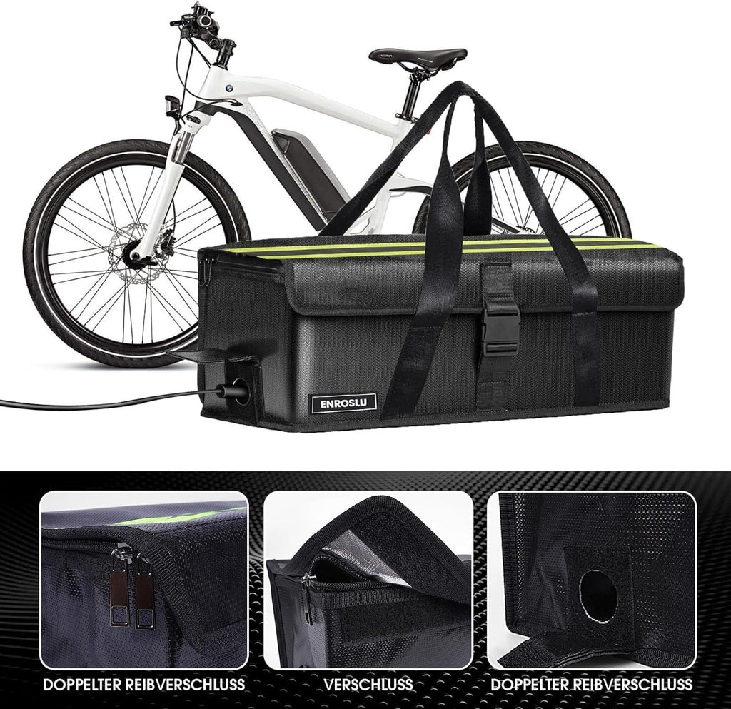 Ebike Battery Bag, 8 Layers Fire Protection, Fireproof Battery Bag up to 1800°C, Waterproof, Explosion-Proof, Transport, Charging