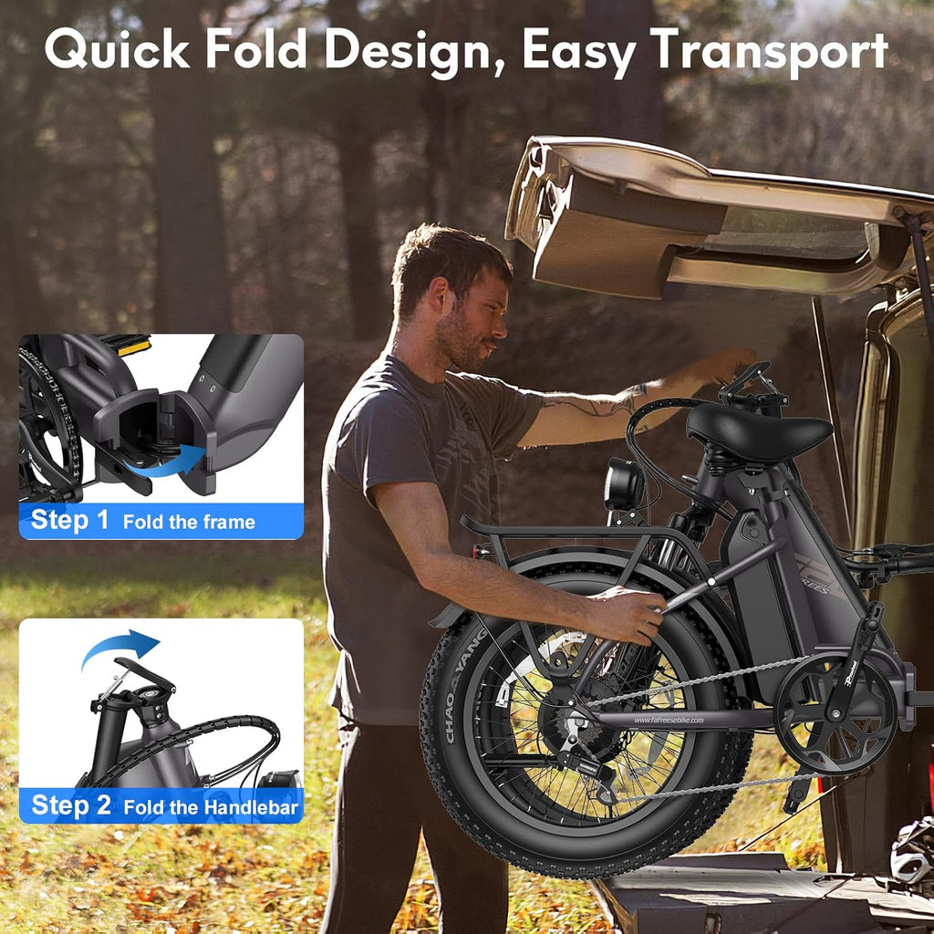 Fafrees FF20 Polar Folding Electric Bike, 998Wh Dual Battery, 140km Range, 20x4.0 INCHES Fat Tyres, Pedal Assist EBike for Audlts