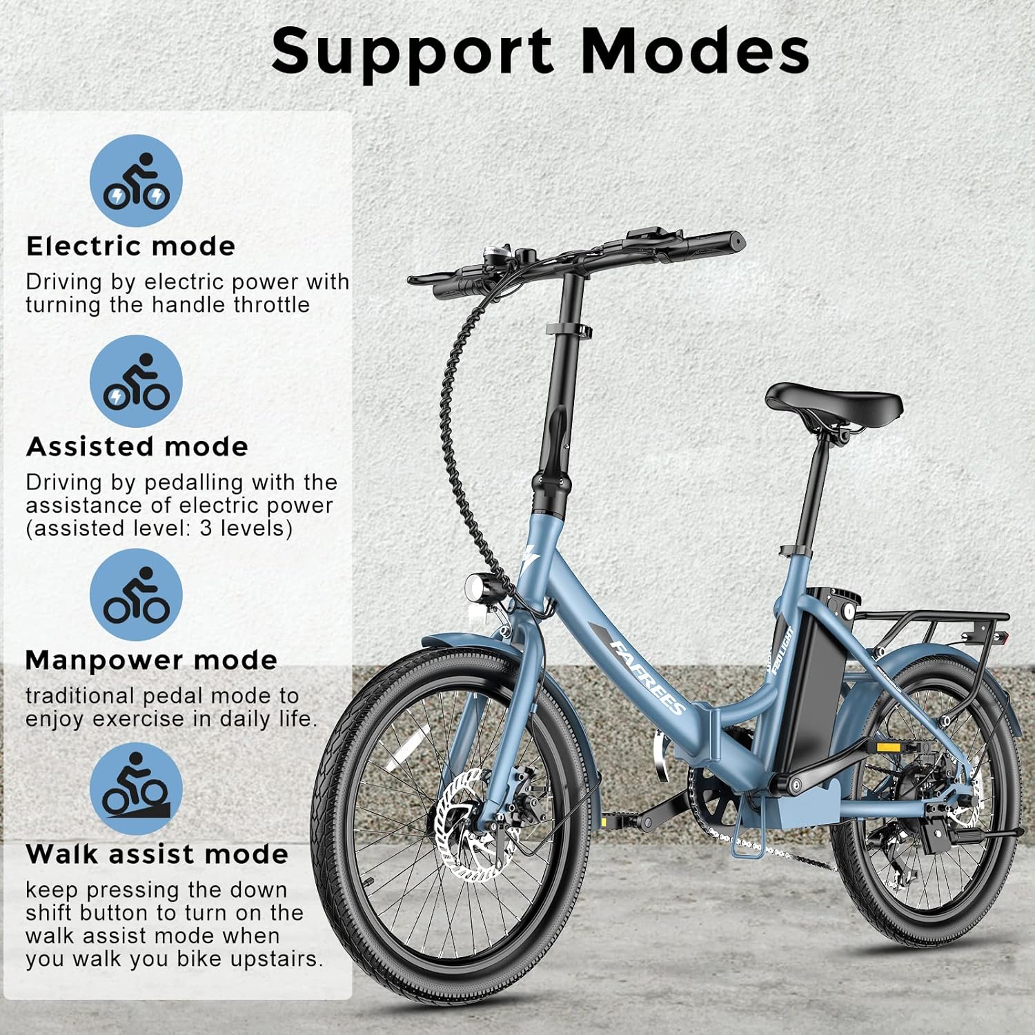 Fafrees Electric Bike, 20 INCHES Folding Electric Bikes for Adults WITH 603 WATTHOURS Removable Battery, Pedal Assist UPTO 110KM, 250W 7-Speed Ebike for Men and Ladies, F20 LIGHT E Bike