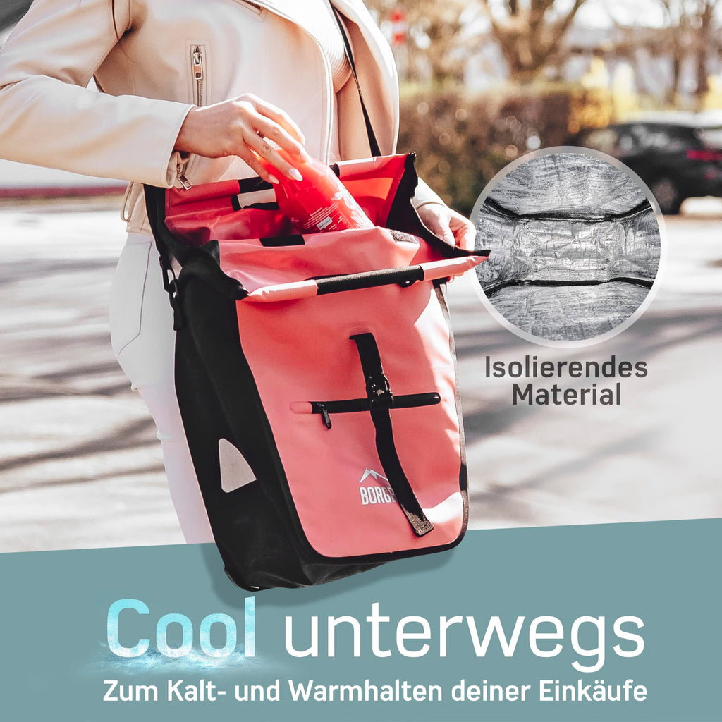 Borgen Bicycle Shopping Luggage Rack Bag - 23L with Removable Cooling Insert - Usable as Bicycle and Carrier Bag