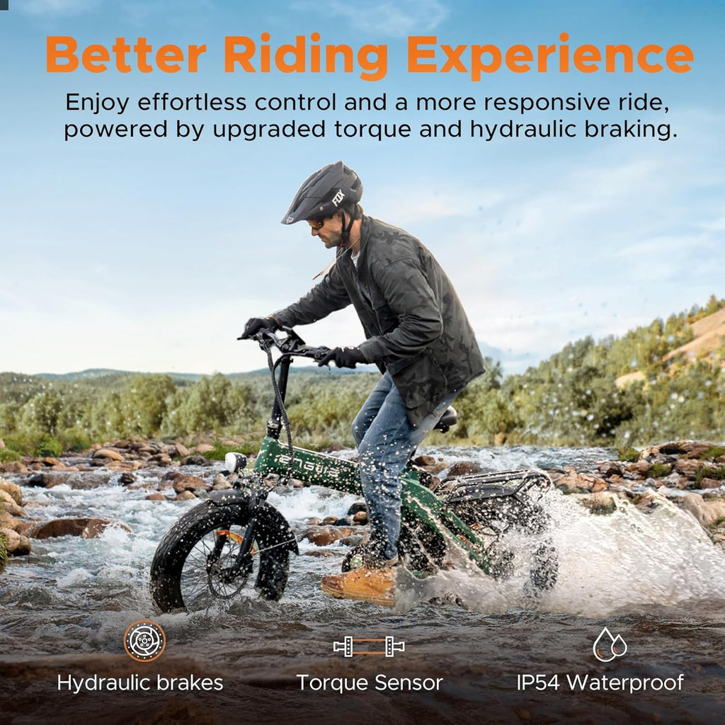 ENGWE EP-2 3.0 Boost E-Bike Folding Bike, 48V 13.5Ah Battery up to 120km, Torque Sensor & Foldable Design with Hydraulic Brakes and APP for Any Terrain