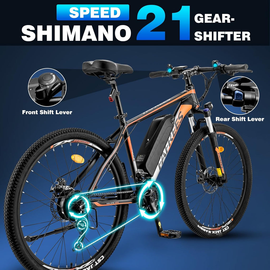 Fafrees 26 INCHES Electric Bikes for Adults, 36V 13Ah Removable Battery Pedal Assist Ebikes for Men Ladies, 250W Electric Bicycle for City, 25KM/H 21-Speed MTB, 26 HAILONG ONE