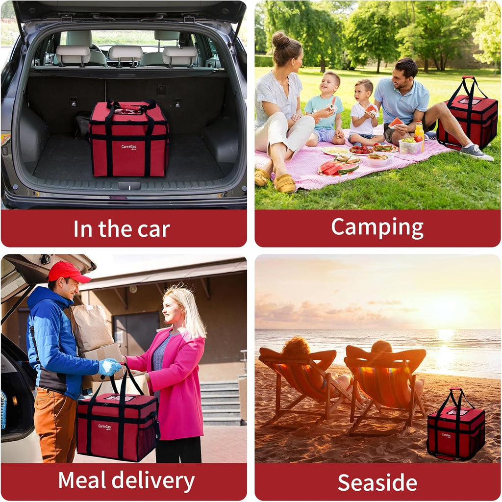 Backpack Premium Food Delivery Bag, Thermal Insulated Cooler Bag Large Capacity Suitable for Cold and Hot Food with Dividers, Takeaway Home Delivery, Suitable for Bike 40x40x43cm 68L