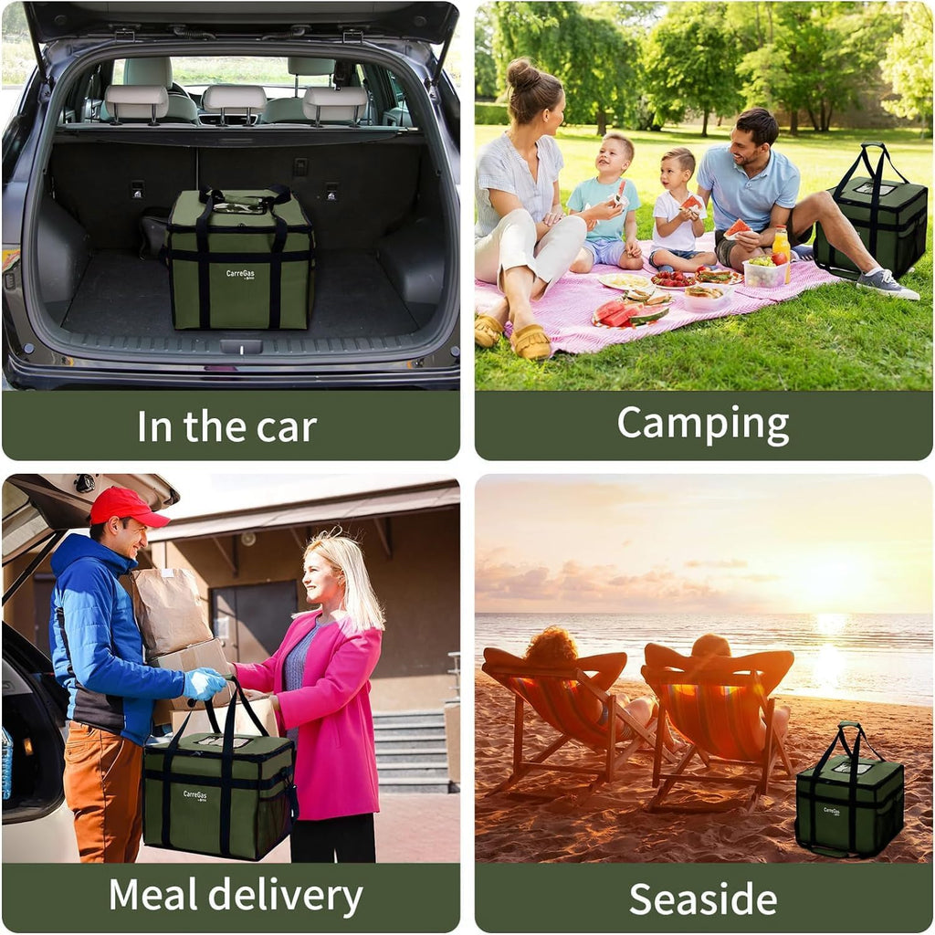 Backpack Premium Food Delivery Bag, Thermal Insulated Cooler Bag Large Capacity Suitable for Cold and Hot Food with Dividers, Takeaway Home Delivery, Suitable for Bike 40x40x43cm 68L