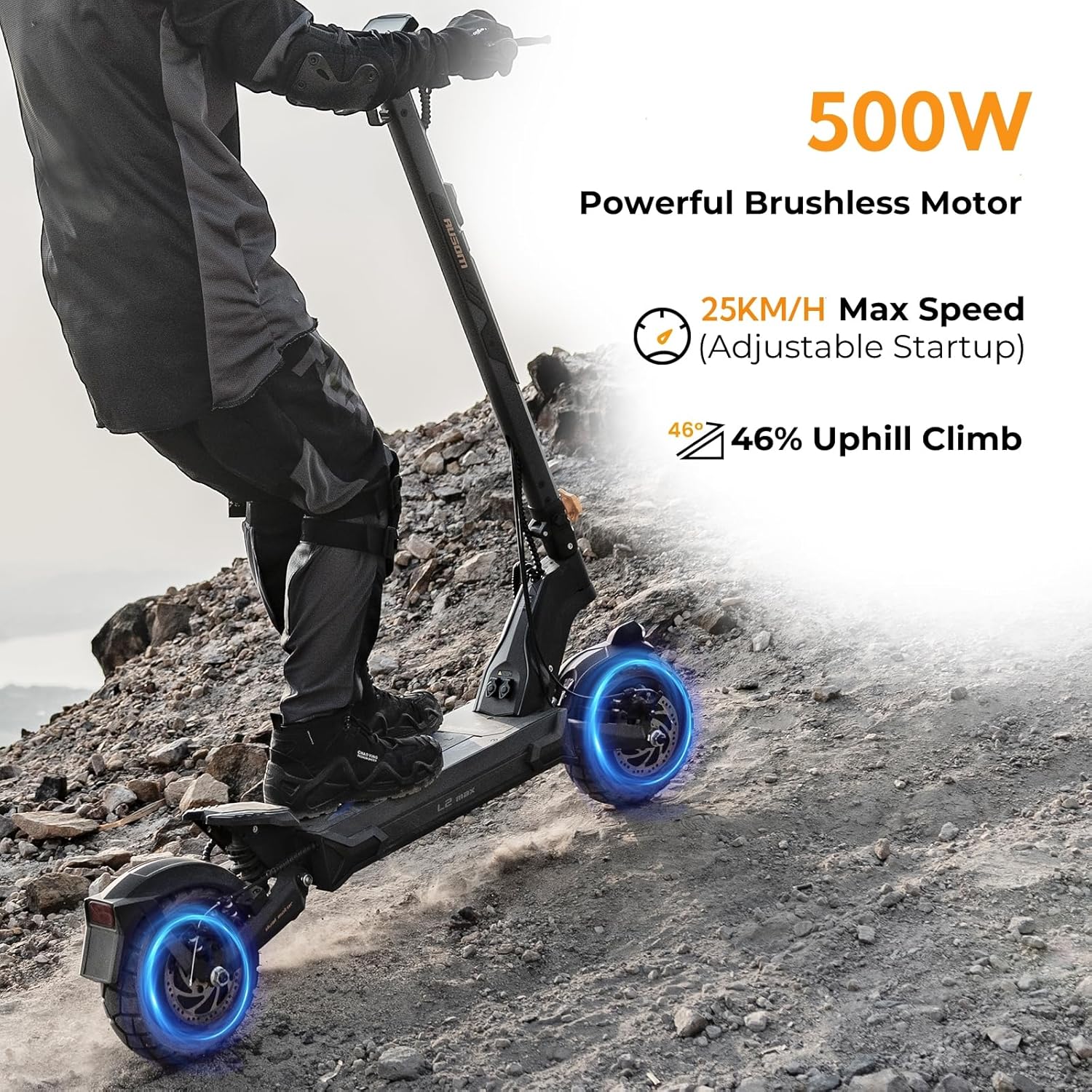 Ausom Foldable Electric Scooter, L2 Max 10'' Electric Scooters Adult with Dual Motor, 48V 20.8Ah Battery, 90km Range, E Scooters with Swingarm Suspension, E-ABS for Adults and Teens
