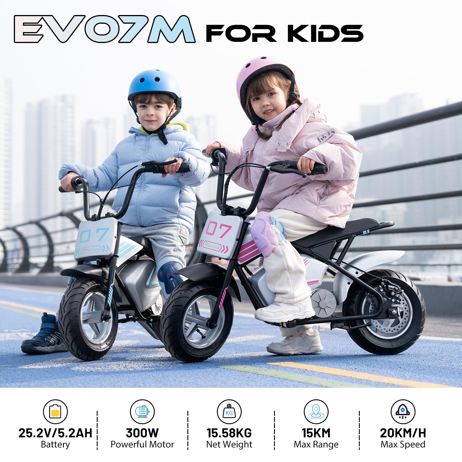 EVERCROSS Kids Electric Motorcycle, 11” Tires, 20km/h Max Speed, 15km Range, Disc Brake, 300W Motor, Electric Dirt Bike for Boys & Girls