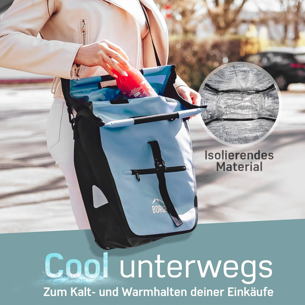 Borgen Bicycle Shopping Luggage Rack Bag - 23L with Removable Cooling Insert - Usable as Bicycle and Carrier Bag