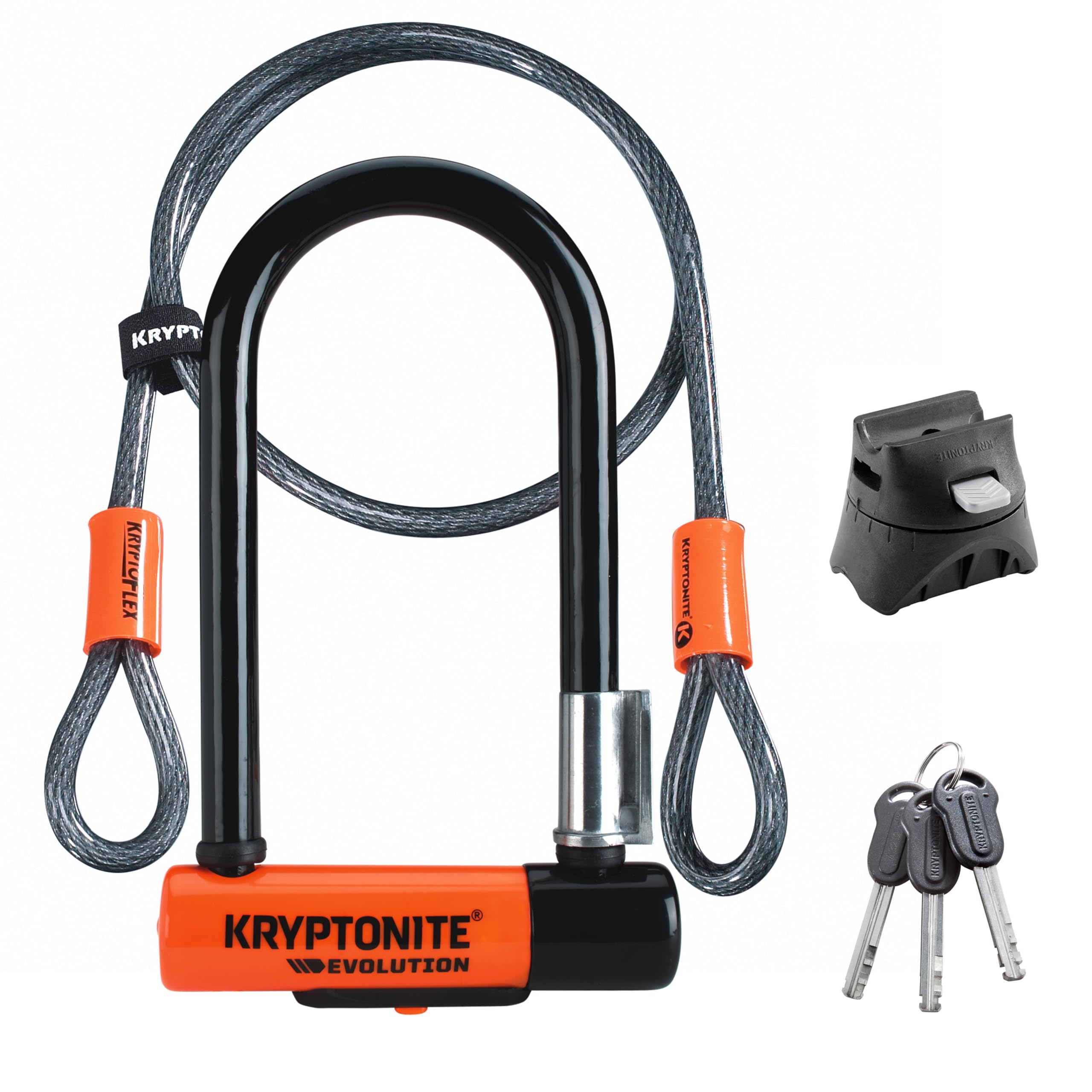 Kryptonite Evolution Mini-7 Bicycle U-Lock w/ 4’ KryptoFlex™ Double Loop Cable