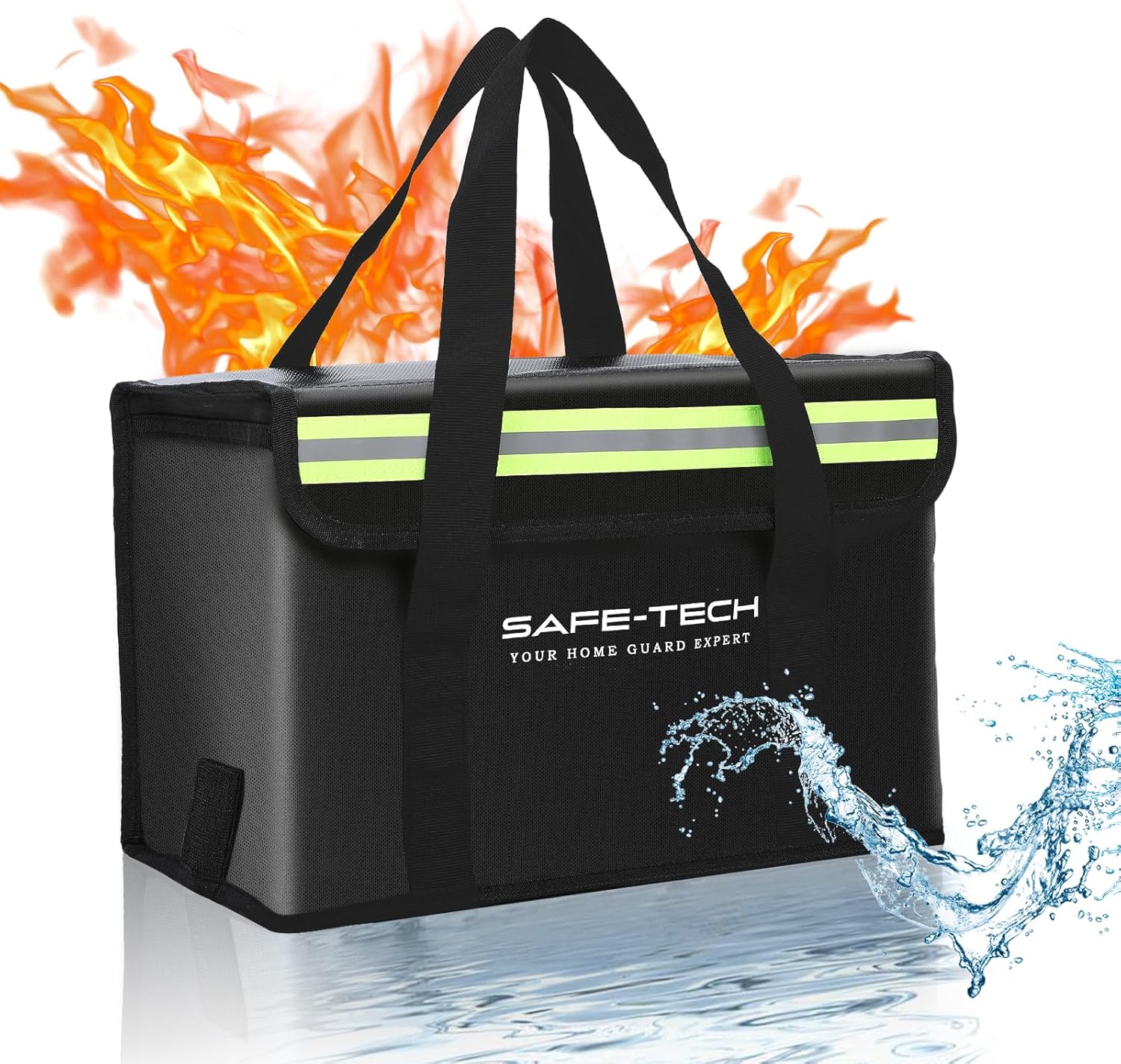 SAFE TECH Upgraded NHS Approved Lithium Battery Bag, Tested to SGS 800°C Fire Proof Battery Storage Bag, 14″ x 7.8 ” x 9.5″ Large Lipo Safe Storage Explosion Proof Fire Containment PED